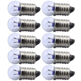 MEETOOT 10pcs E10 Mini Light Bulbs 2.5V 0.3A Physical Electrical Experiment Screw Base Indicator Light Incandescent Bulb Old-Fashioned Flashlight Lamp