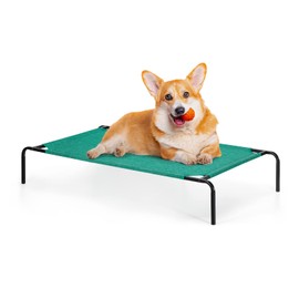 Elevated Dog Bed Raised Outdoor Dog Bed Green Waterproof Cat Bed Portable Pet Cot with Metal Frame for Small, Medium Dogs Cats, Green