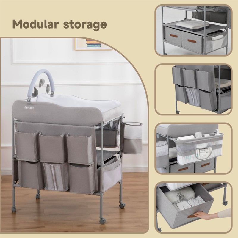 Baby Changing Table, Versatile Portable Folding Changing Table, Waterproof Diaper