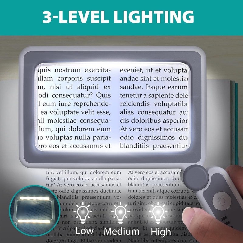 Magnifying Glass Rechargeable 5X with Light,Handheld Magnifying Glass,Close Work Reduce