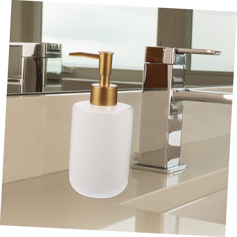 Alipis 420ml Ceramic Shampoo Body Wash Bottles Refillable Pump Dispenser