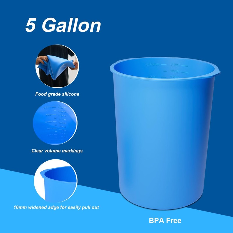 5 Gallon Bucket Liner Reusable Rubber Bucket Saver Liner for