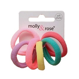 Set of 6 Small Pastel Soft Jersey Endless Hair Elastics Bobbles Bands Ties