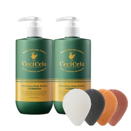 Cecicella Body Peeling 500ml x2 + Konjac Sponge 1 / 쎄씨쎌라 바디필링 때필링 500ml x2+곤약스펀지 1개
