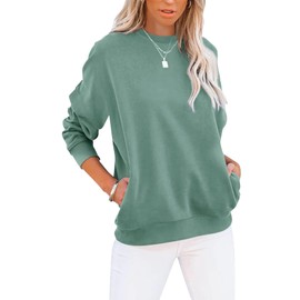 TICTICMIMI Women's Casual Long Sleeve Color Block/Solid Tops Crewneck Sweatshirts Cute Loose Fit Pullover with Pockets