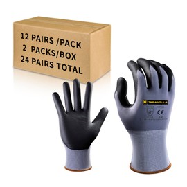 Tarantula Safety Work Gloves for General Purpose Nitrile Coated 24 pairs, Seamless Knit Breathable Nylon Glove with Black Micro-Foam Nitrile, X-Large