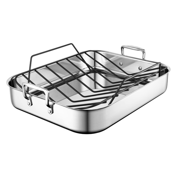 Le Creuset Stainless Steel Roasting Pan with Nonstick Rack, 16.25" x 13.25"