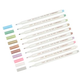 PATIKIL Metallic Marker Pens, 10 Colors Watercolor Metallic Brush Pen with Hard Fine Tip for Black Paper, Adult Coloring, Calligraphy, Card Making, Rock Painting, Scrapbook, Photo Album