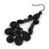 Victorian Style Black Acrylic Bead Chandelier Earrings/Black Tone/ 65mm L