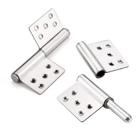 Solid Base Metal Hinges, Flag Hinges, Stainless Steel Hinges, 360° Rotation, Plug and Remove Hinge for Easy Separation of Door and Door Frame (4 inch Thickness 0.1 inch (3 mm) 2 Pieces)