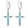 Cross Earrings for Women Sterling Silver Cross Earrings Dangle Turquoise