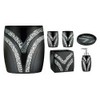 6 Piece Sinatra Resin Bath Accessory Set, Cracked Glass, Black
