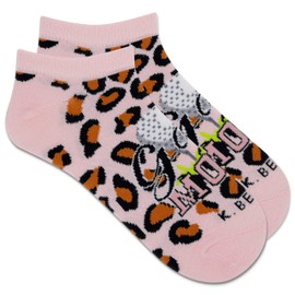 K. Bell Socks Ladies Cheetah Golf Mom Low Cut Sock 1 pair per pack, Light Pink, Women's shoe size 4-10