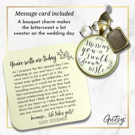 Custom Memory Wedding Bouquet Charm Missing You As I Walk Down Aisle Jewelry for Bride in Remembrance Glass Pendant White Bead Photo Frame Ties to Flowers DIY Picture Template