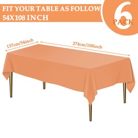 XHDA 6 Pack Blue Party Table Cloth 54" x 108", Plastic Table Cloth Wipeable, Rectangular Waterproof Party Tablecloth for Kids Party Birthday Festive Party (Blue)