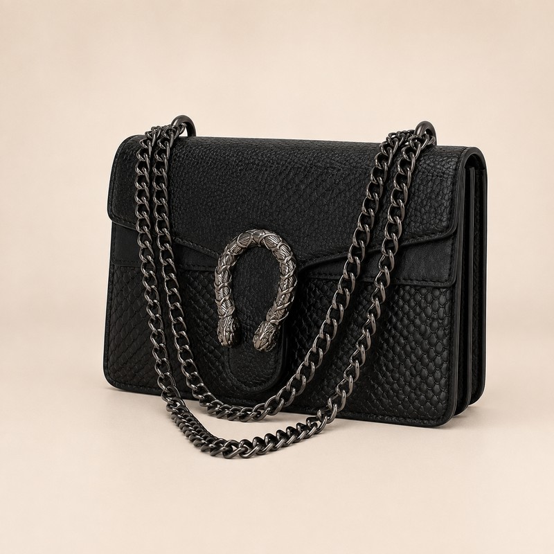 Snake Pattern Crossbody Shoulder Bag for Women – Retro Chain
