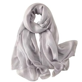 Lina & Lily Shimmer Sheen Scarf Shawl Wrap for Wedding Evening Dress Sheer Lightweight (Silver)