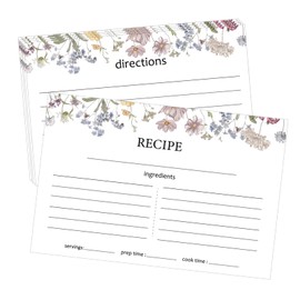 sunepany 50 Pieces 4x6 Recipe Cards for Wildflower Bridal Shower Weeding Christmas Housewarming Kitchen Gifts, White Lined Index Cards Blank Cardstock Paper Double Sided Menu Cards