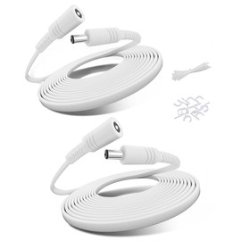 Basesailor 12V DC Extension Cable 10ft 2 Pack,5V 9V 24V 2.1mm x 5.5mm 5521 Power Supply Adapter Long Flat Extender Cord,Female to Male Wire for Outdoor CCTV Security Camera,IP Network Camera,DVRs
