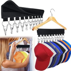Hat Organizer Holder for Baseball Caps, 2 Pack Hat Rack Hanger for Room Closet Display, Hat Storage with 10 Clips for Hang Ball Caps & Accessories, Fits All Hangers, Men Women Gift