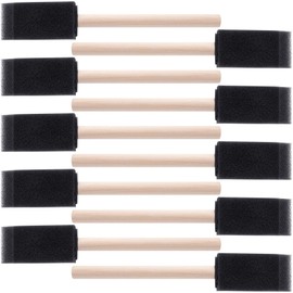 ANCIRS 10 Pcs Foam Paint Brushes, Black Sponge Brushes, Wood Handle Foam Brushes for Painting Varnishes, Staining, DIY, Art Craft Projects (1")