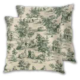 Droerfes French Country Throw Pillow Covers Decorative Pillow Cases Cushion Cover 18x18 Inch Set of 2 for Bed Home Couch Sofa Living Room