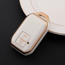[Kinotaka] Soft TPU Smart Key Cover for Suzuki Cars, 2 Button Car Remote Key Case, Key Cover Designed for New Swift/New Wagon R/New Wagon R Stingray/Crosby (White), white