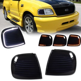 GTINTHEBOX Smoked Lens Signal Light for 1997-2003 Ford F-150 F-250 Pickup Expedition Parking Corner Side Marker Turn Signal Lights ‎F75Z13200AC, F75Z13201AC, ‎FO2550118, FO2551118