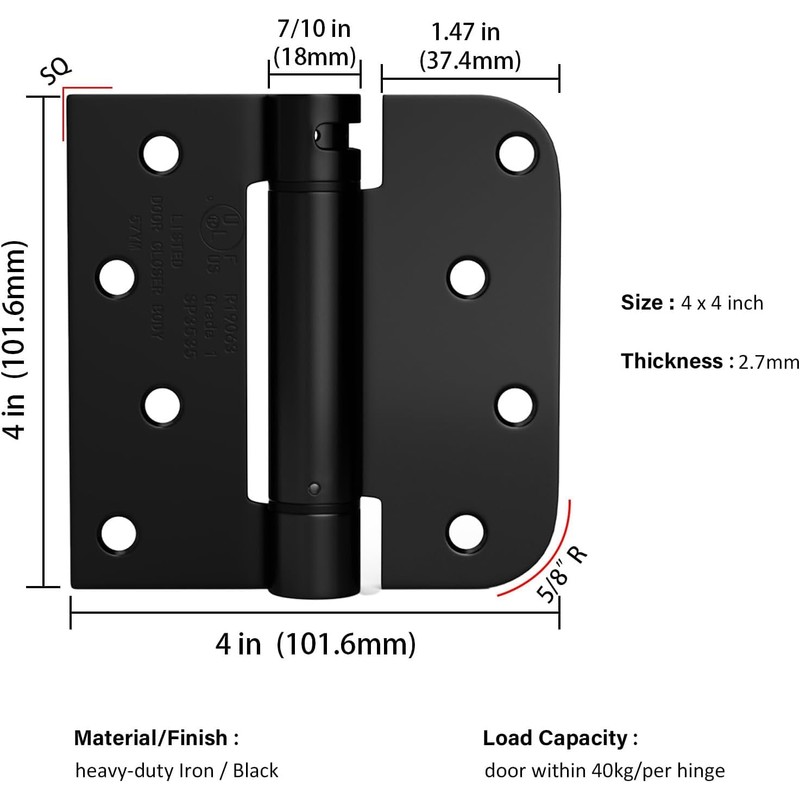 Haidms 6 Pack Self Closing Door Hinges 4 Inch Matte