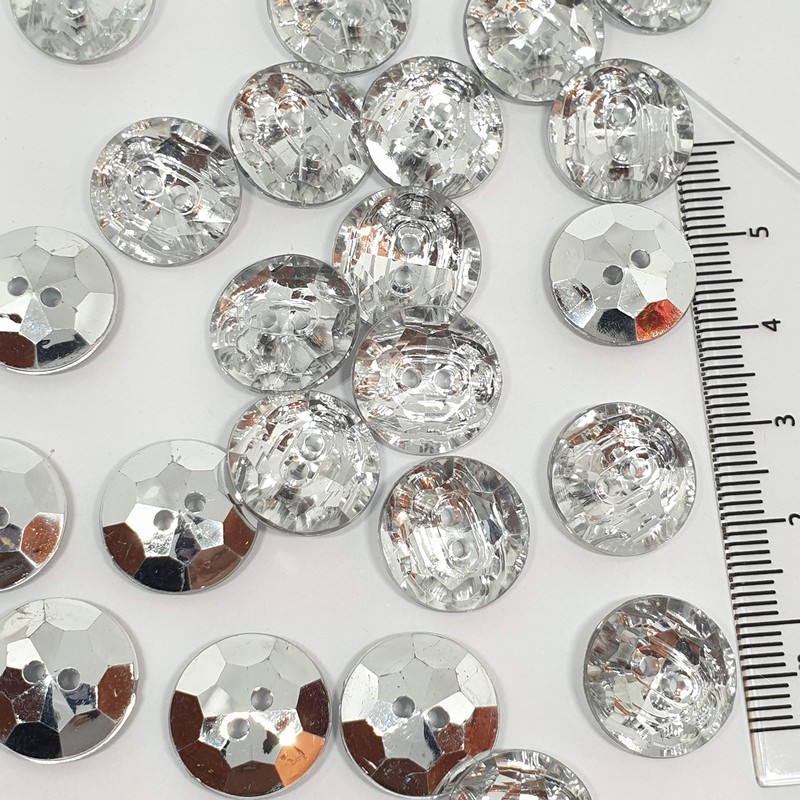 MajorCrafts® 40pcs 15mm Crystal Clear Faceted Acrylic 2 hole Sewing