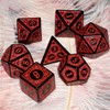 Carving in Red Black DND Dice Set for Board Game