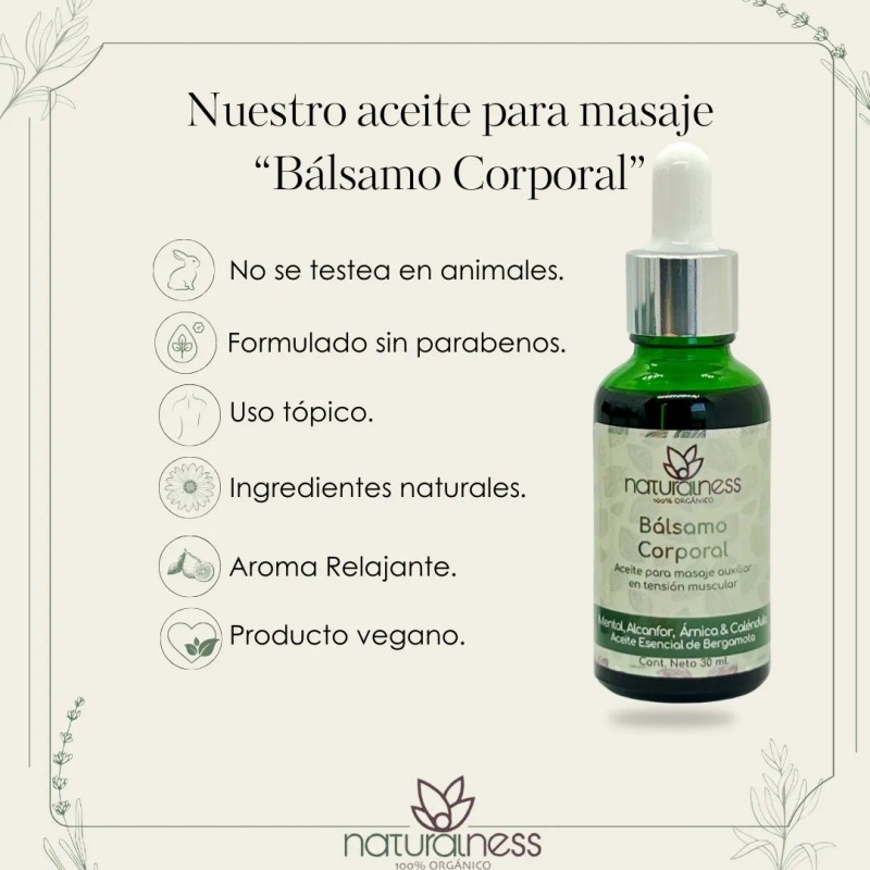 Aceite Para Relajante Masaje Balsamo Coorporal -tamaño 30ml