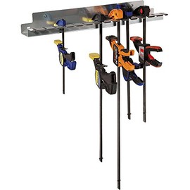 Quick-Release Bar Clamp Rack – Tool Storage Rack Holds 15 Bar Clamps - Sturdy Galvanized Steel Bar Clamp Rack - 24-3/8" Long Clamp Rack Woodworking Drilled 16" on Center for Mounting to Wall Studs