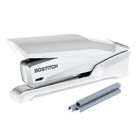 PaperPro inPOWER+28 Executive Stapler - 3 in 1 Stapler - One Finger, No Effort, Spring Powered Stapler, White/Gray (1180)