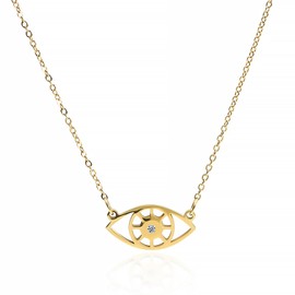 LOSTERLO Cassandra Eye Pendant Necklace For Women 14K Gold Pendant Necklace Shining Stainless Steel Neckalce Cubic Zirconia