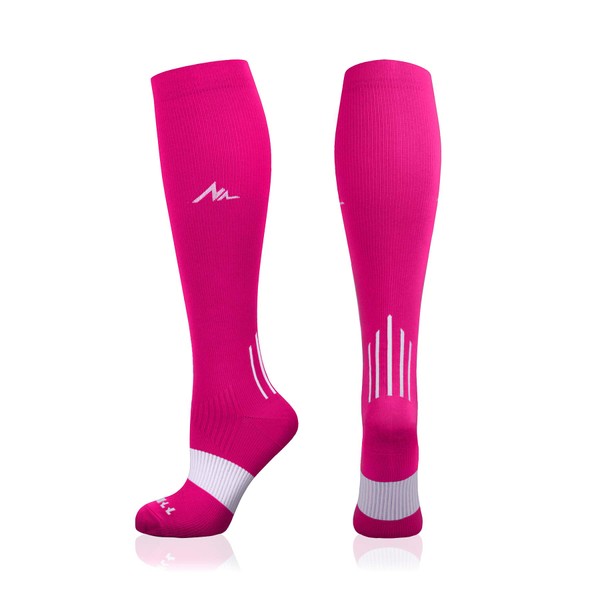 NEWZILL Compression Socks (20-30mmHg) for Men & Women (Pink, Large)