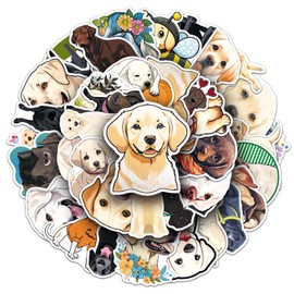 Labrador Stickers for Laptop (50 Pieces), Gift for Children, Teenagers, Adults, Boys, Labrador Waterproof Vinyl Stickers for Scrapbooking, Skateboard, Car, Luggage