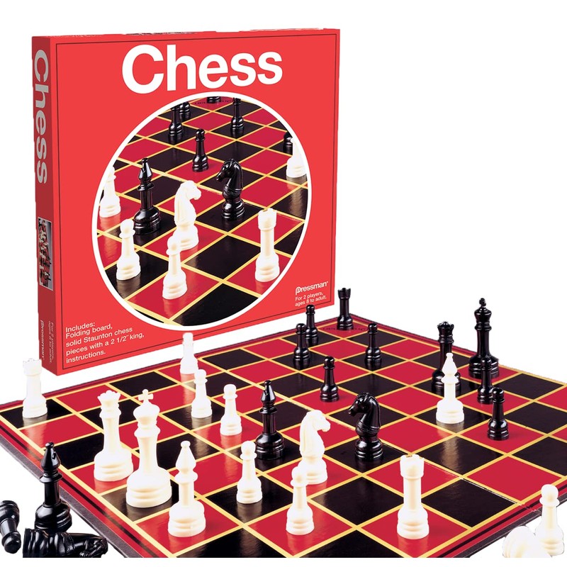 Pressman Toy Chess in Box, Red, 5"