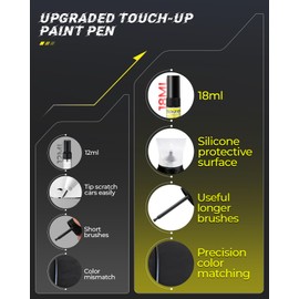 18ml Touch Up Paint for Cars, Silicone Brush Car White Paint Scratch Repair, 2 in 1 Design Car Remover Scratch Repair Paint Pen, Quick & Easy to Repair Minor Automotive Scratches and Car Wheels