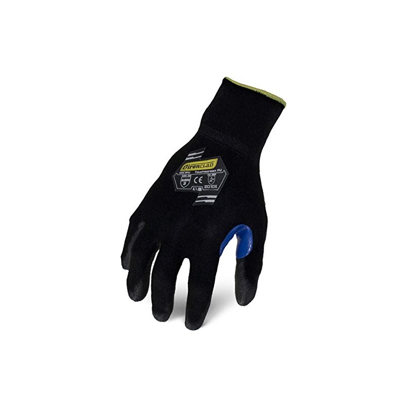 Ironclad Knit A1 Polyurethane Touchscreen Cut Resistant Gloves, Small, Black