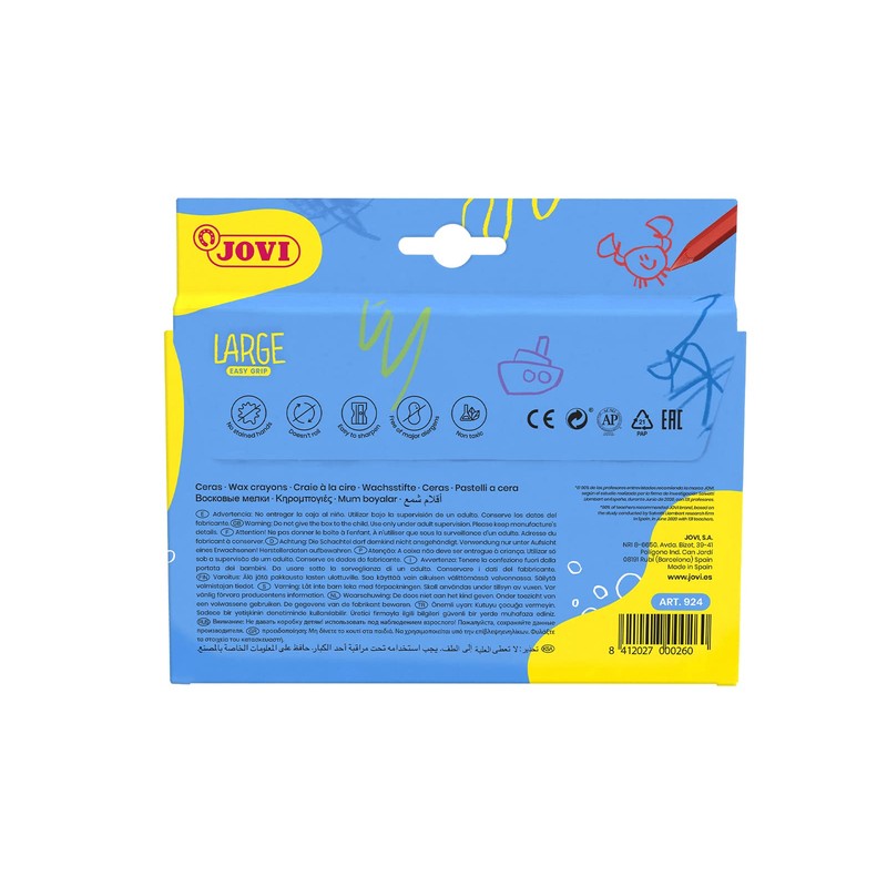 Jovi – Hexagonal Plastic Case Of 24 Wax Crayons Assorted