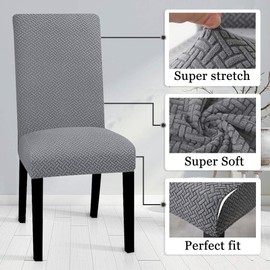 Lellen Dining Chair Covers Set of 2 - Dining Chair Slipcovers Dining Room Chair Covers Dining Chair Protectors Covers Seat Covers for Dining Chairs Hotel Ceremony Banquet（Light Grey）