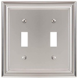 Amerelle Continental Double Toggle Cast Metal Wallplate in Satin Nickel
