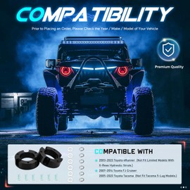 3 inch Front Suspension Lift Kit Compatibile with 2005-2023 Toyota Tacoma, 2003-2023 4Runner, 3" Strut Spacers, Front Leveling Lift Kit for 2007-2014 FJ Cruiser 4WD, Set of 2