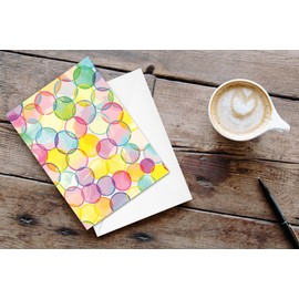 Stonehouse Collection Watercolor Bubbles Note Cards - 10 Boxed Blank Cards & Envelopes - USA Made (Watercolor Circles)