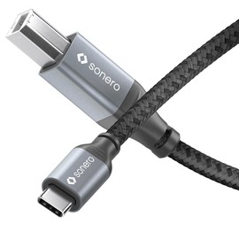 Sonero® USB 2.0 Kabel, Verbindungskabel, Druckerkabel, C-Stecker auf B-Stecker, 480 MB/s, space grey/schwarz, 1,00m
