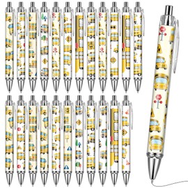 VorkiVecKi School Bus Ballpoint Pens - 24 Pcs Driver Appreciation Gifts Set Work Motivational Supplies Retractable Black Ink Ball Point Pen Fine Favors for Driver Teacher Students Office Essentials
