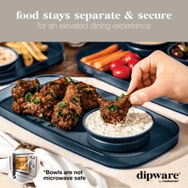 madesmart dipware Small Serving Tray with Collapsible and Removable Dip Bowl for Appetizers and Snacks; Reusable serving tray with Multipurpose Bowl, Translucent Midnight