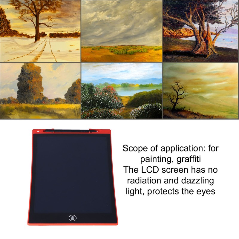 LCD Writing Tablet 10in Full Screen Replaceable Button Battery Red