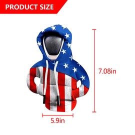 Bittwee Car Gear Shift Knob Hoodie, American US Flag Mini Sweater Gear Lever Cover, Cute Funny Vehicle Protector Decoration Accessories, Universal for Most Cars, SUVs, RVs（Blue/U+L）